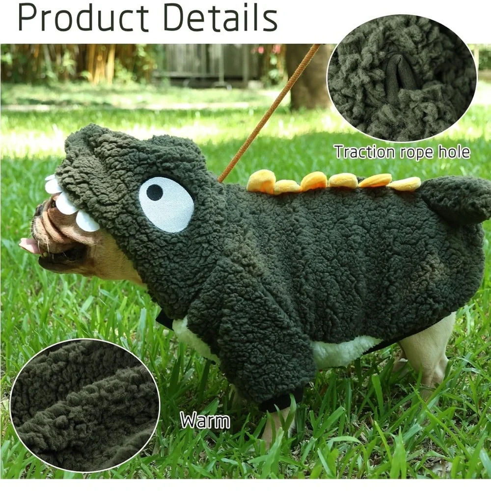 NIB‎ Warm Dinosaur Coat - Winter Jacket Pet Hoodie for X-Large Dogs (Green)